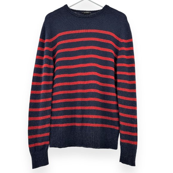 A.P.C. Other - A.P.C. Navy Blue & Red Striped Camel Hair Wool Sweater